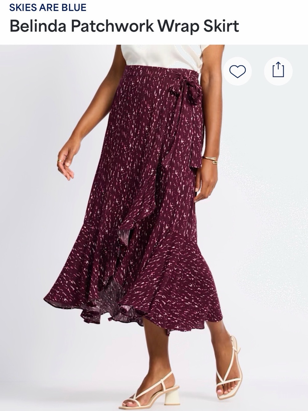 Skies Are Blue Belinda Patchwork Wrap Skirt — Plum with White Speckle